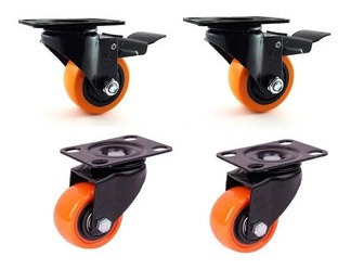 Imagen 1 de 1 de Kit 4 Rueda Giratoria Rolinera 5cm 2 Cn Freno 2 Sin Freno