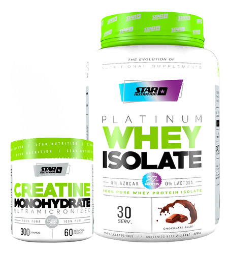 Proteína Whey Isolate 907g+ Creatina100% 300g Star Nutrition