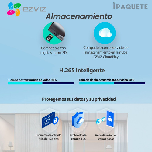 Kit 3 Cámaras Seguridad Ezviz Exterior Wifi Batería 2k+128gb