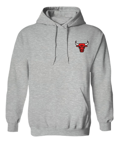 Sudadera Con Gorro Bordada Cabeza Toro Rojo Logo Chicago