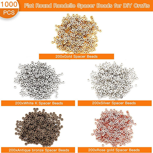 1000pcs Plano Ronda Rondelle Spacer Beads Para Diy...