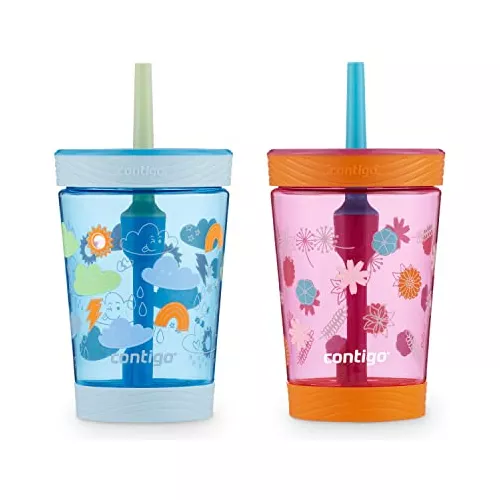  Contigo Kids 2 and 1 Snack Hero - Vaso para niños, 13 onzas,  paquete de 2 unidades, (morado y verde) : Hogar y Cocina