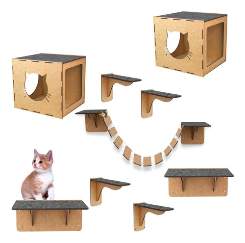 Parquinho Para Gato Em Mdf 9 Pcs Playground Lazer Envio 24h