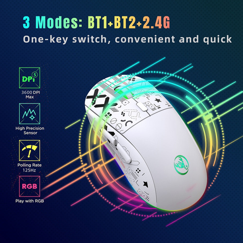 Ratón Mecánico Inalámbrico Hxsj T90 2.4 G Rgb Gaming