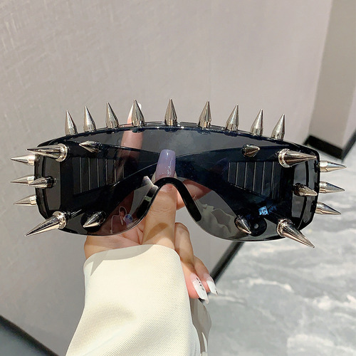 Gafas De Sol Y2k Steampunk Con Marco Grande Y Remaches En Uñ