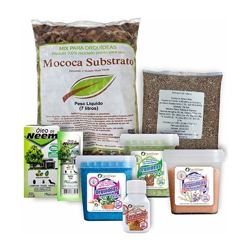 Kit Orquídeas Substrato + Enraizador + Fertilizantes