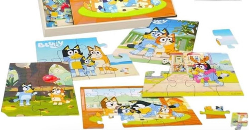 Bluey 5 Rompecabezas De Madera Con Caja De Almacenamiento, 7