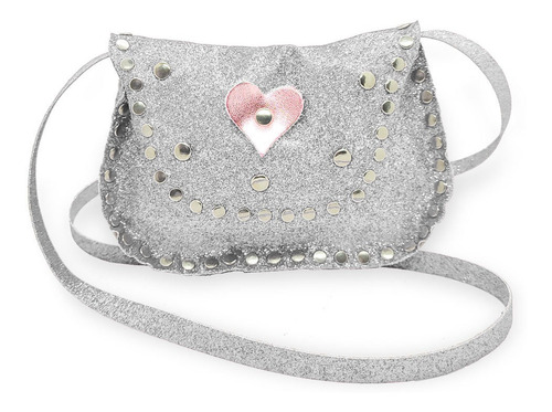 Cartera Bandolera Niña Nena Cuero Ecológico Corazón Glitter