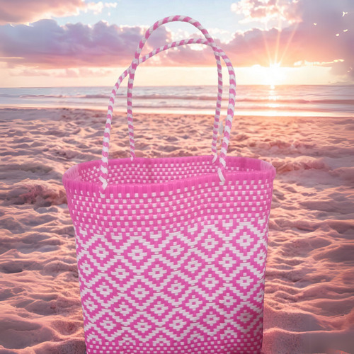 Bolsa Tejida Plastico Toquilla Para Mujer Artesanal Bolso De