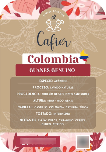 Café Tostado En Grano Guanes Genuino Colombia X 5kg. 