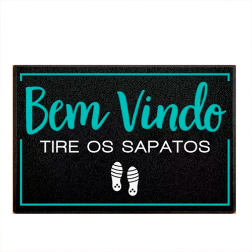 Tapete Capacho - Bem Vindo Tire Os Sapatos Cor Preto Desenho Do Tecido C054