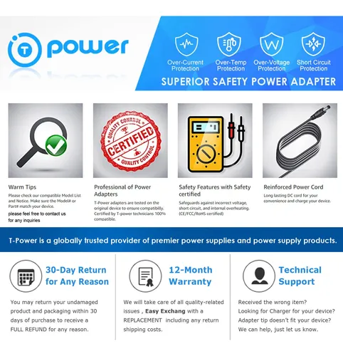 T Power Adaptador De Ca Cc Para Holife Homasy Hm036 6kpa As.