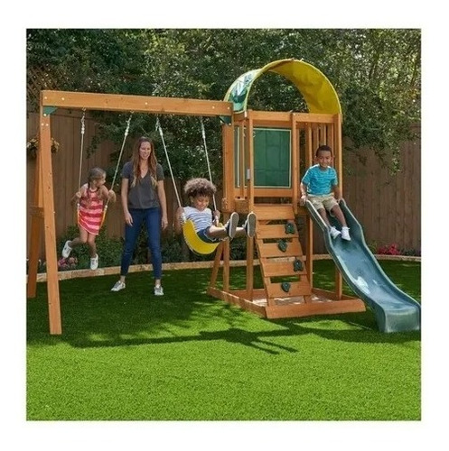 Juego Infantil Jardín Tobogán Doble Resbaladilla 2 Columpios