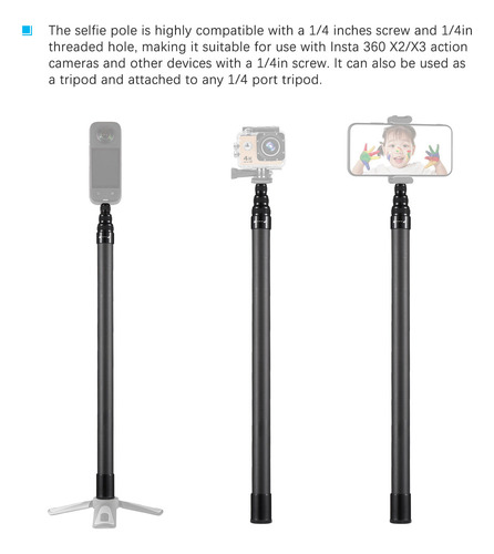 Selfie Stick Insta360 X2/x3 Metros/82.6 M Con Tornillo