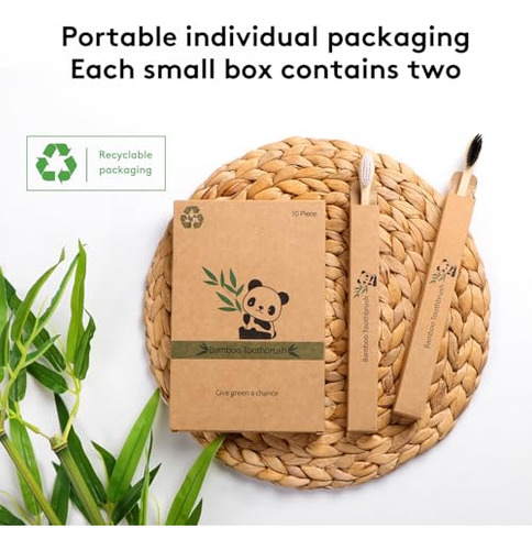 10 Cepillos De Dientes De Bambu Con Cerdas Suaves