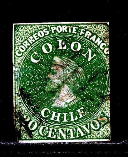 Primera Emisión Sellos Postales De Chile Año 1861-62 Nº 12 