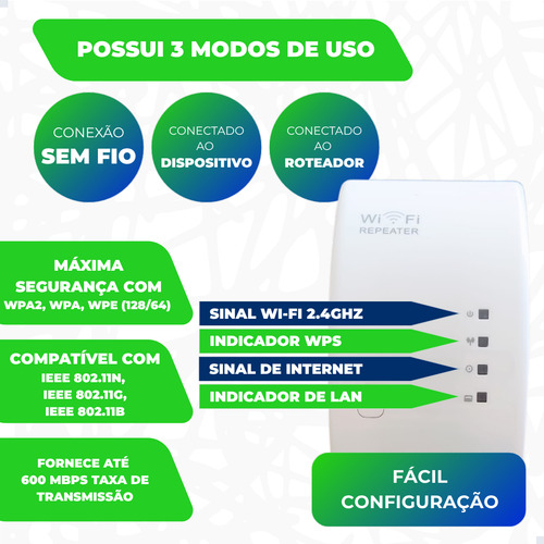 Repetidor Sinal Wifi Internet Wireless Roteador Extensor