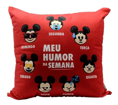 Almofada Fibra Veludo 40 X 40 Cm Mickey Humor Da Semana