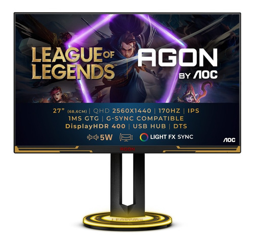 Monitor Gamer Ips Qhd 27 Aoc Agon Pro Ag275qxl 170hz Lol Rgb