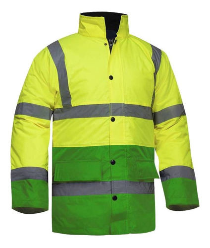 Campera Parka Reflectiva Combinada Amarillo Y Verde Manzana