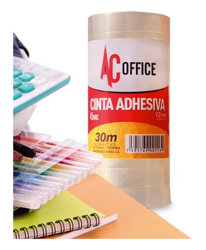 Cinta Adhesiva Transparente 3/4 Ac Office Tubo X 8