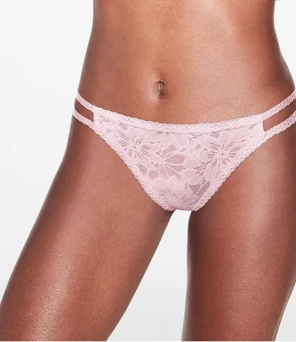 Calcinha Victorias Secret Pink Lace Strappy Thong Tcota G44