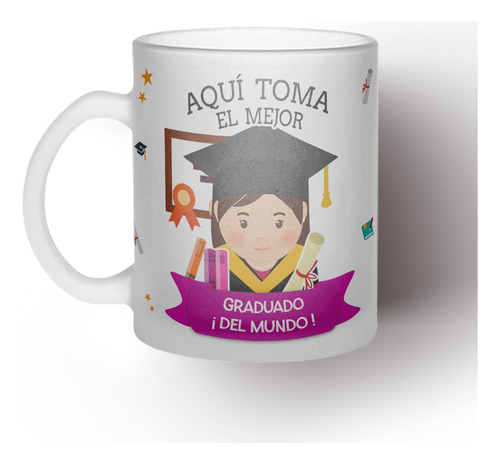 Tazón Taza Personalizada De Vidrio Empavonada Graduación