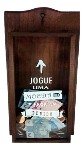 Cofre Vintage Rústico Moedas - Jogue Uma Moeda E Faça Pedido