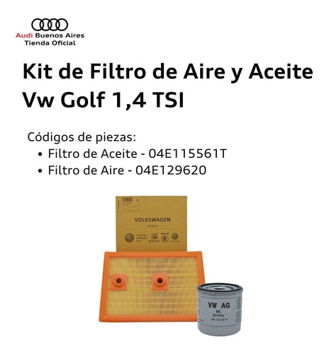 Filtros De Aceite Y Aire Originales Vw Golf 1,4 Tsi Audi