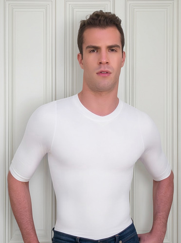 Camiseta Faja Control Cuello En V Con Manga Sin Costura 4005
