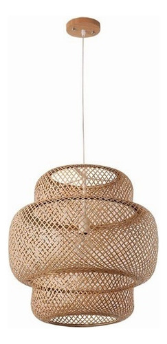 Lámpara Colgante Led Tejida De Bambú, Candelabro Suspendido