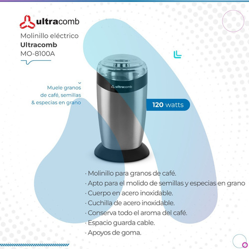 Molinillo Eléctrico Ultracomb Para Café Mo-8100a