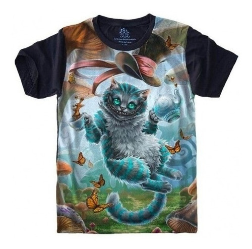 Camiseta Estilosa 3d Fullprint Gato De Cheshire