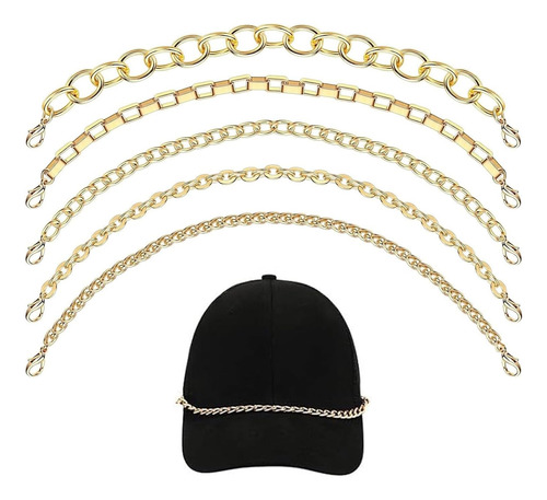Juego De 5 Cadenas Y Dijes Para Sombreros De Camionero Oro Samll