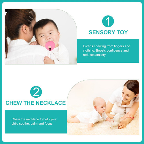 3pcs Seguro Silicona Masticar Colgante Autismo Niños Dentici