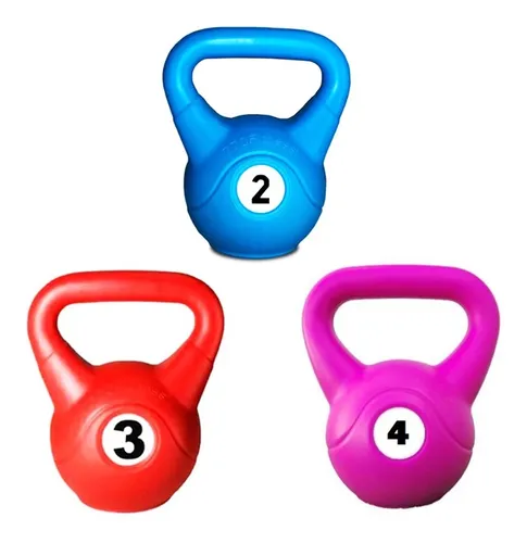 Kit Set 3 Pesas Rusas 2kg/3kg/4kg Kettblells Pvc Gym Fitness