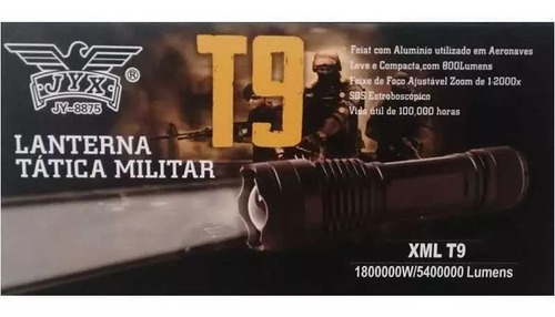 Imagem 8 de 12 de Lanterna Tatica Led Cree T9 Policial Recarregável Com Zoom