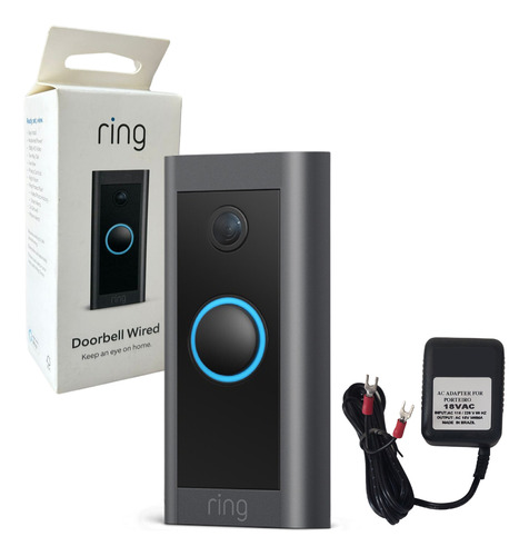 Campainha Ring Doorbell Wired (com Fio) + Fonte De Brinde