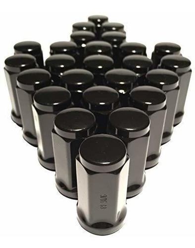 Coyote - 25 Black 9/16 Truck Xl Long Acorn Lug Nuts Compatib