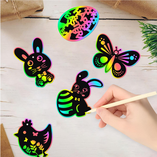 Juego De 24 Piezas De Papel Rascador De Pascua, Juguetes