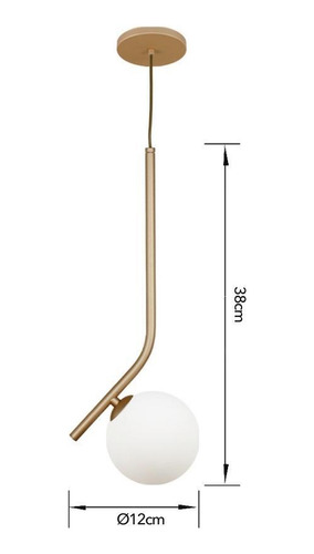Pendente Globo Alumínio E Vidro Dourado Sala Quarto Pd2155