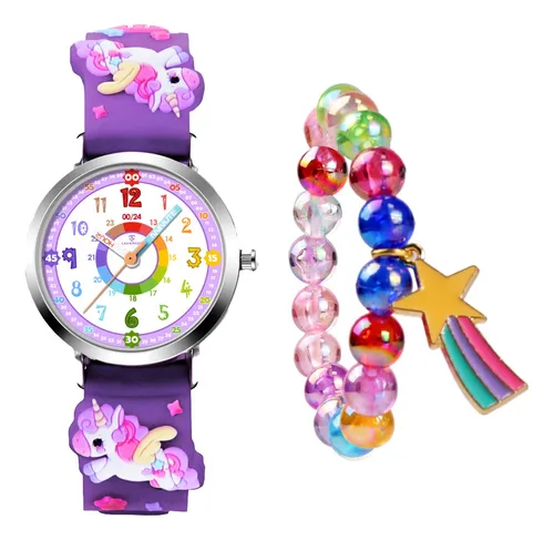 Reloj Q&Q VR99J013Y Analógico Niña Rosa Unicornio