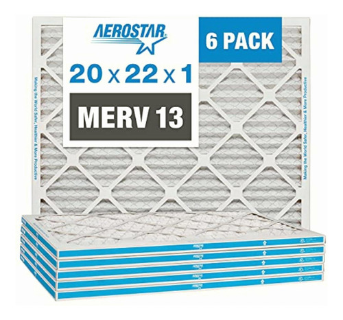 Filtro De Aire Plisado Aerostar., Merv 13, Blanco, 20x22x1