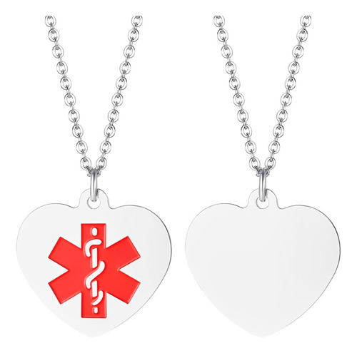 Collar Mujer Icono Médico Alerta Emergencia Joya En Plata