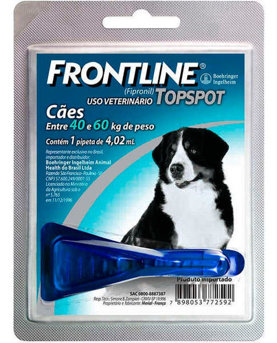 Antipulgas Frontline Top Spot De 40 A 60 Kg