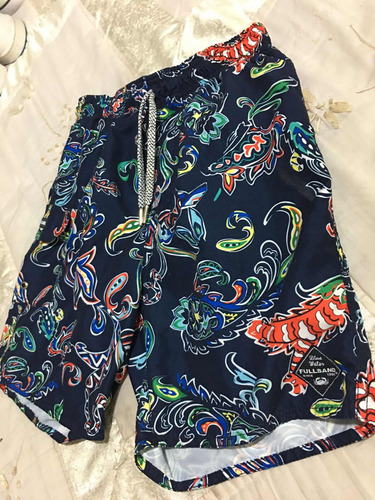 Fullsand Bermuda Para Caballero Talla S Azul Estampada (Usado)