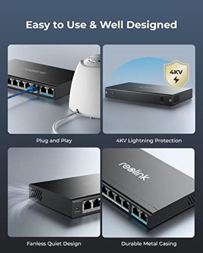 Switch Reolink Poe Com 8 Portas Poe, 2 Portas Gigabit Uplin