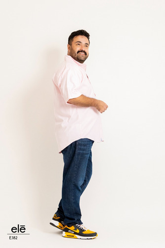 Camisa Caballero Ele Tallas Extras Liso Rosa E.182