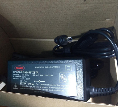 Imagen 5 de 5 de Cargador Notebook Dell 65w-10/ 19,5v X 3,34a - Tip4.0mmx1,7m
