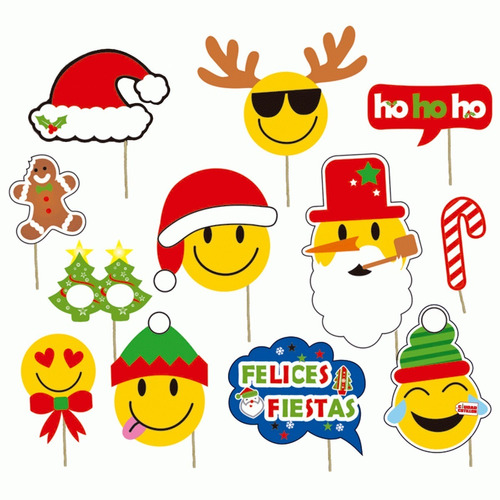 Props Fotos Navidad Selfie Graciosa Fiesta Emoji - Cc